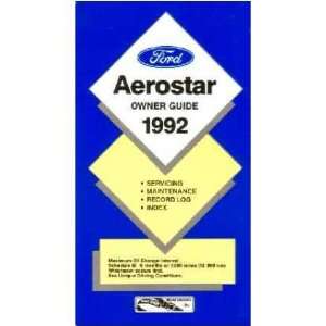  1992 FORD AEROSTAR VAN Owners Manual User Guide 