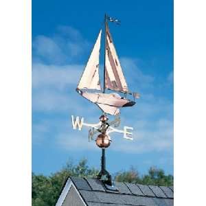 Polished Copper Sailboat Rooftop and Garden Weathervane 