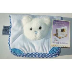 My Banky Plush White Bear Hugs with Blue Trim Baby Boys First Photo 