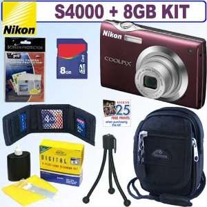 com Nikon Coolpix S4000 12MP Digital Camera Plum + 8GB Accessory Kit 