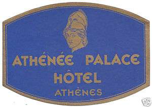 LUGGAGE LABEL GREECE ATHENEE PALACE HOTEL ATHENS  