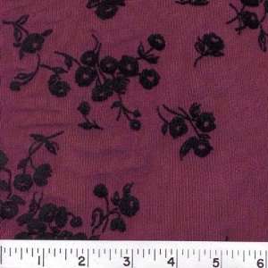  54 Wide SLINKY FLORAL WINE FLOCKED Fabric By The Yard 