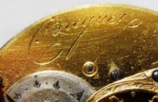 Great goldplated movement hand engraved and pierced,signed Breguet 