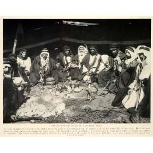 1928 Print Bedouin Men Arab People Tribe Gathering Sheik Tent 