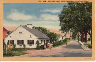 MA Cape Cod DENNISPORT Post Office & Street View linen postcard  