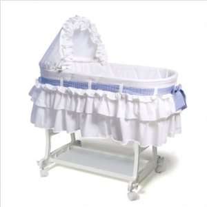  Bassinet with Liner in White and Pink, Blue Gingham 