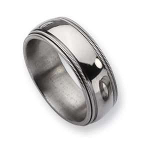  Titanium and Beaded 8mm Polished Band TB135 12 Jewelry