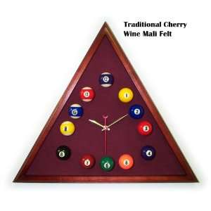    Cherry Triangle Billiard Clock Wine Mali Felt 
