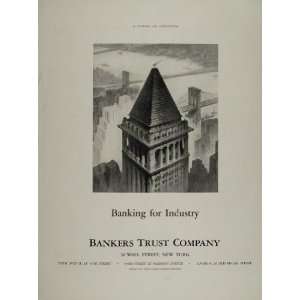   Ad Bankers Trust Building Tower Brooklyn Bridge   Original Print Ad