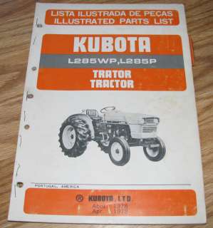 Kubota L285WP & L285P Tractor Parts Catalog Manual  