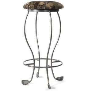 Golf Themed Curvy Bar Stool With Tapestry Seat  Sports 