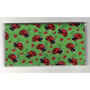  Checkbook Cover Happy Little Red Ladybugs Green 