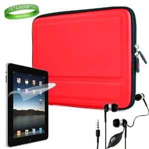  Apple iPad Red Hard Case Stand + Screen Protector + Hands 