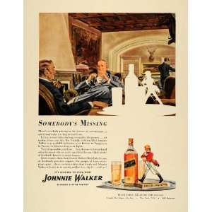  1940 Ad Johnnie Walker Whiskey Hunting Deer Trophy 
