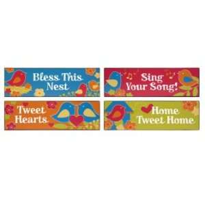    IMAX Set Of Four Brightly Colored Tin Welcome Signs