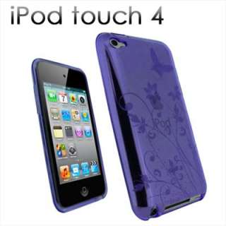 PURPLE BUTTERFLY TPU SKIN CASE COVER FOR IPOD TOUCH 4TH GEN 4G 4 