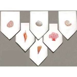  100% White Cotton Hand Embroidered Napkins Sea Shells 