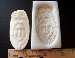   Feathers Goddess Hard Polymer Clay Mold Face Spirit Totem 2 3/8 High