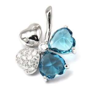 Lab Created Blue Topaz with Diamond CZ Pave .925 Fine Sterling Silver 