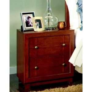 Nightstand with Checker Design in Brown Cherry Finish  