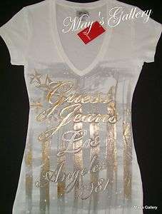   Glitter Blouse T shirt Tee Tank Top Top Woman Cotton NWT White XS