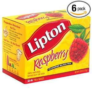 Lipton Black Tea, Raspberry, Tea Bags, 20 Count Boxes (Pack of 6)