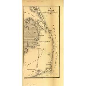 Map Sketch showing route of the Burnside expedition to Roanoke Island 