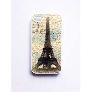  iPhone 4/4S Case Eiffel Tower Mixed Media   White 