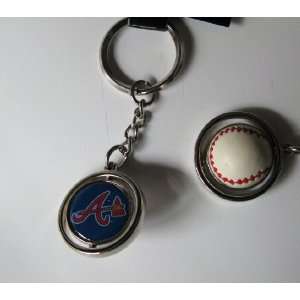  Atlanta Braves Rubber Baseball Spinner Keychain Key Ring 