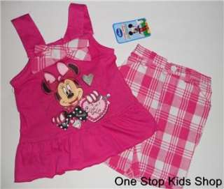 MINNIE MOUSE Girls 2T 3T 4T Set OUTFIT Shirt Shorts DISNEY  