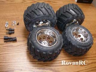   Tires on chrome rims with adapters fits HPI Baja 5B 5T KM   