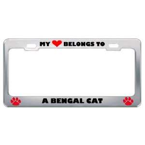 My Heart Belongs To A Bengal Cat Animals Pets Metal License Plate 