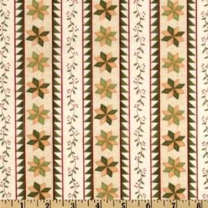  44 Wide Quilters Album Star Stripe Cream/Green Fabric 