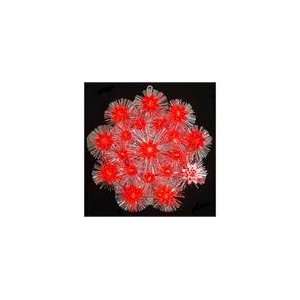  Retro Silver Tinsel Flower Christmas Tree Topper With Red 
