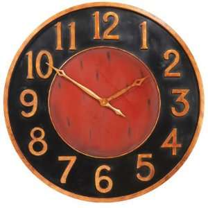  French Antique Reproduction Wall Clock   Red and Gold 
