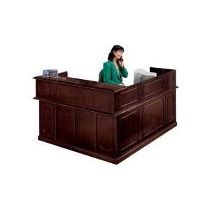    L Reception Desk with Left Return Mahogany