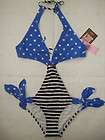 151 NWT Juicy Couture Cut Out Monokini Swimsuit 0 XS P Crown Blue 