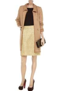 5K AUTH M MISSONI BEIGE WOVEN GOLD LAME PANELS KNITTED CARDIGAN 