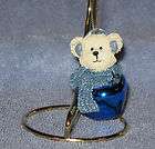 Boyds Bear Bearstone Ornament Blue Bell with Display Stand