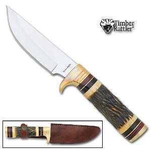 Timber Rattler Yellow Stag Bone Hunting Bowie
