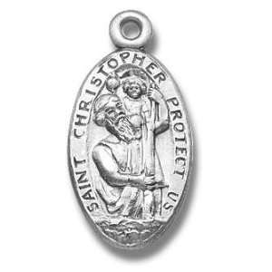  Medium Oval St. Christopher Medal w/18 Chain   Boxed St 
