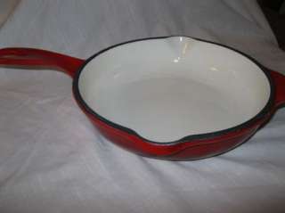 TIM LOVE COLLECTION 9 ENAMELED CAST IRON SKILLET~ RED~EXCELLENT~ TIM 