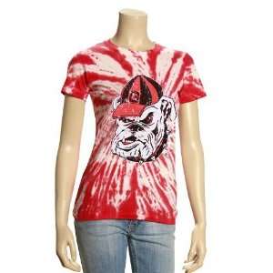   Georgia Bulldogs Ladies Red Shatter Tie Dye T shirt