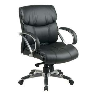 Office Star Deluxe Mid Back Executive Leather Chair with Chrome Finish 