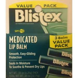  Blistex Medicated Lip Balm, 3 Balm Value Pack (Pack of 3 