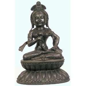  Tibetan Bronze Statue Manjusri Holding Lotus Everything 