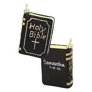  Personalized Black Holy Bible Glass Ornament