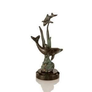    Double Dolphins with Seagrass Bronze Statue