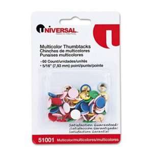  Universal® Thumb Tacks THUMBTACK,ST1,60/PK,ASTD (Pack 