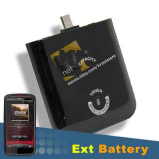 BLACK 2200mAh EXTERNAL BATTERY BACKUP CHARGER FOR HTC REZOUND 